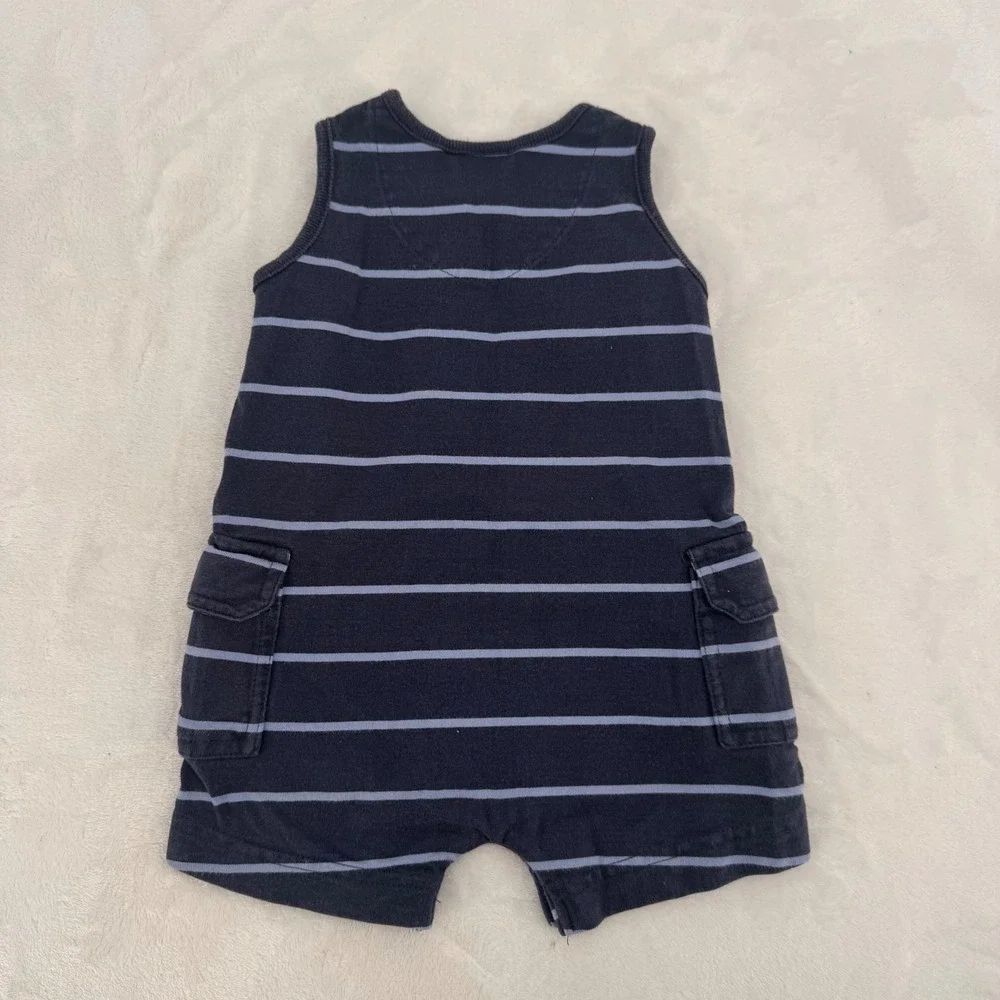 Carters Kids Baby Boy Cargo Baseball Romper Vintage 90s Size 3-6M 100% Cotton
